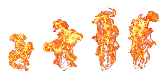 Fires blaze burn set isolated on transparent backgrounds rendering png