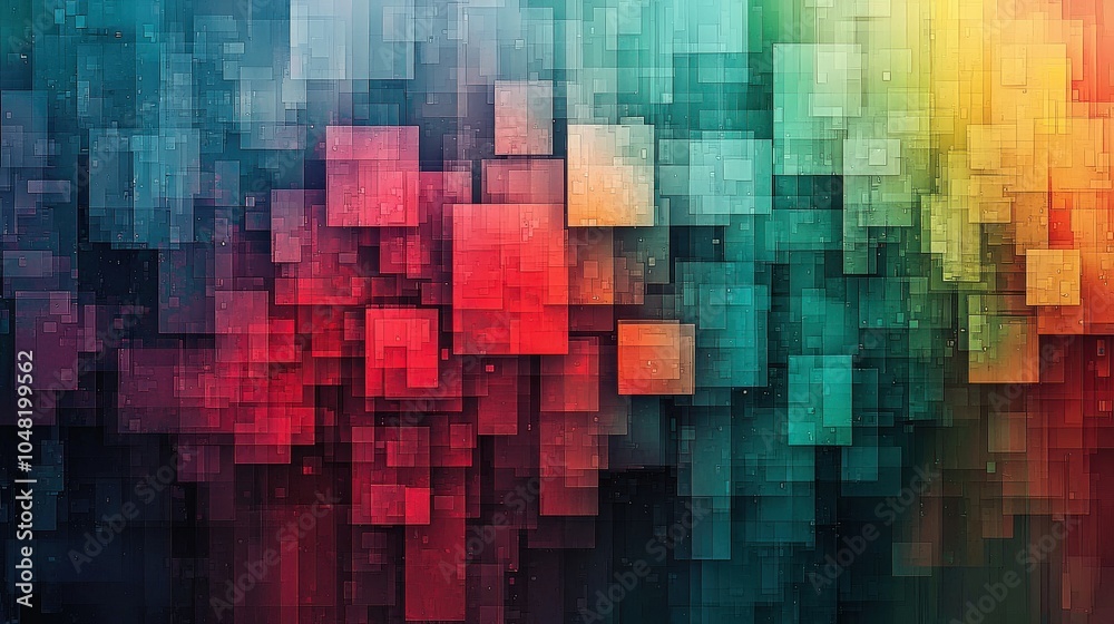 Poster a minimalist representation of an ai-driven system for visual recognition, analyzing color patterns 