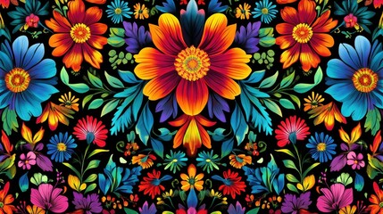 Floral-inspired wallpaper celebrating Hispanic Heritage Month, a blend of colorful patterns that represent Hispanic culture, tradition, and artistry.