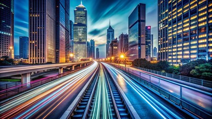 Fototapeta premium Dynamic Long Exposure of a Hyper-Modern Transport System in Motion for Urban Exploration Photography