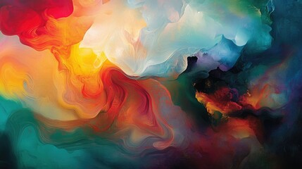 Abstract mindscape with floating shapes and soft gradients, visualizing a surreal medicated perception in vivid colors.