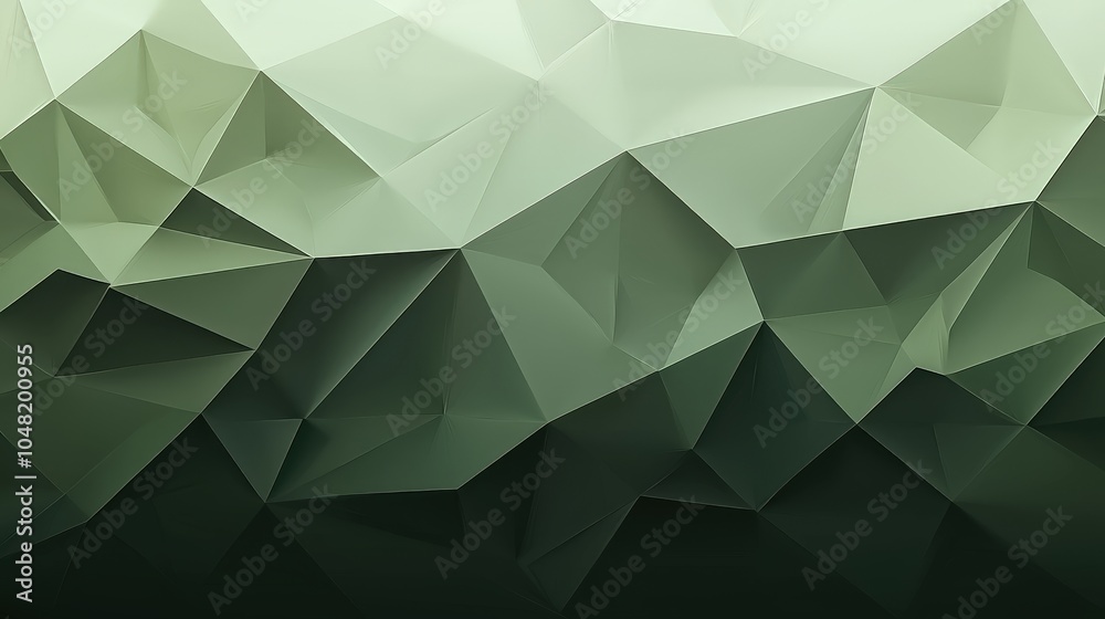 Poster a modern low poly background in green with sharp, angular facets creating a layered geometric effect