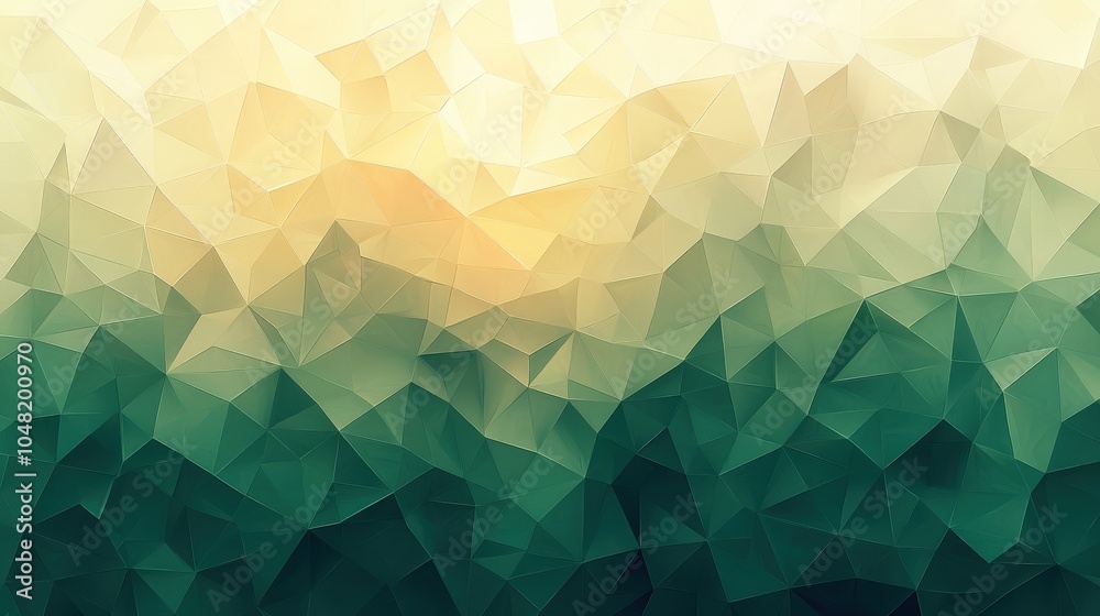 Poster a modern low poly background in green with sharp, angular facets creating a layered geometric effect