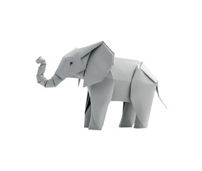 an elephant origami on white background 