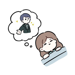 素敵な夢を見ている女性のイラスト