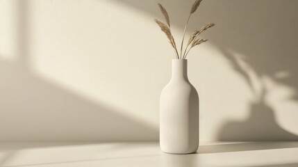 Modern white bottle on a clean, neutral surface, simple and ready for branding or advertising mockup with minimalist design.