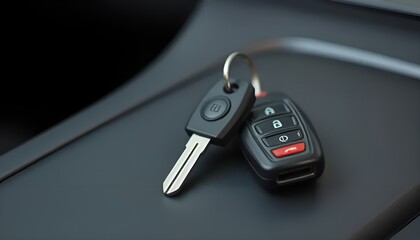 Naklejka premium black car keys and key chain alarm
