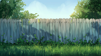Fototapeta premium A fence with a green bush growing on it