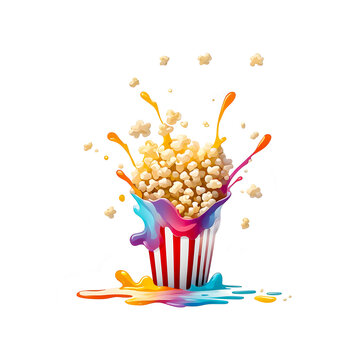 popcorn colorful splash on white background clip art preview