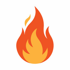 fire flame flat style icon on white background