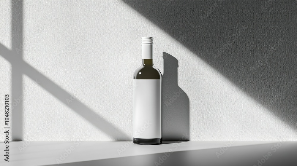 Poster white bottle with screw cap on a blank background, minimalist look with smooth shadows, suitable for