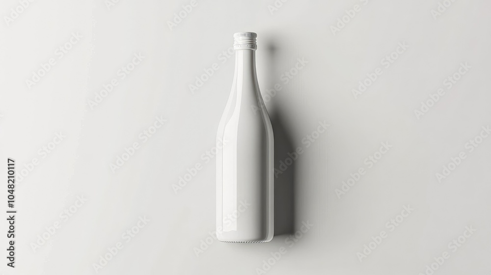 Poster white bottle with screw cap on a blank background, minimalist look with smooth shadows, suitable for