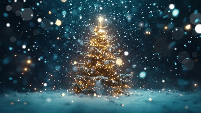 雪の中のクリスマスツリー