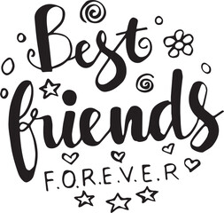 Vector illustration of Best Friends text as a template for your design, print, logo