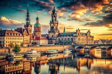 Fototapeta premium Explore the Timeless Charm of Dresden, Germany - A Vintage Style Journey Through Europe's Historic Heart
