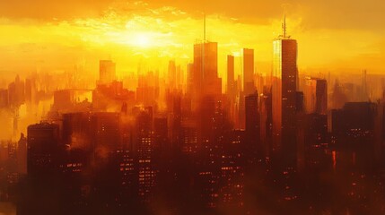 Fototapeta premium Sunrise in urban settings presents a different perspective.