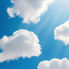 Obraz premium White Clouds Floating in a Clear Blue Sky, created by generative AI