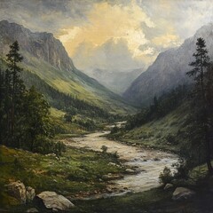 Fototapeta premium Latoritei landscape with river