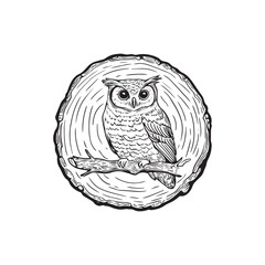 Obraz premium Wood Slice Vector illustration in black and white - Wood Slice Clipart Design