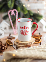 Christmas mug with the inscription Merry Christmas