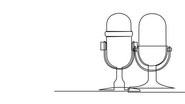 Continuous Line Drawing of Vector wired microphone icon design