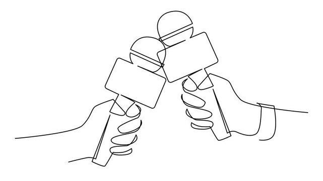 Continuous Line Drawing of Vector wired microphone icon design
