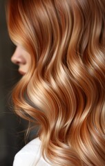 Naklejka premium Close-Up of Glossy Auburn Wavy Hair