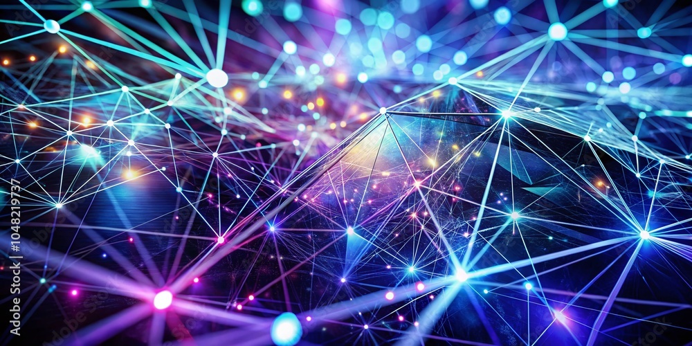 Poster futuristic geometry and connection background with long exposure effects for abstract plexus network