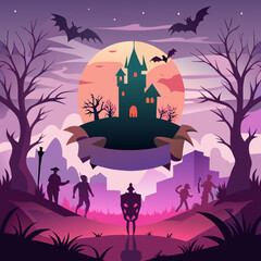 Illustration Halloween banner background