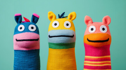 Fototapeta premium Colorful Playful Sock Puppet Characters for Fun