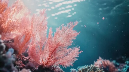 Elegant Coral Fans Swaying with Ocean Current