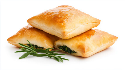 Delicious golden brown pastries filled with savory greens, perfect for snack or appetizer. Their flaky texture and rich flavor make them irresistible.