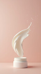 Minimalist Skincare Product Mockup with Cream on Background for Cosmetic Advertising