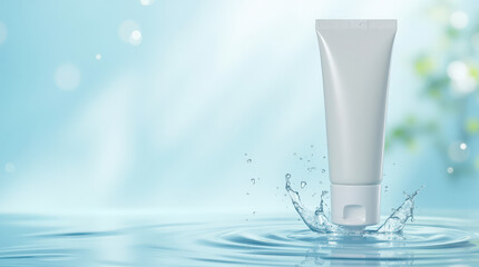 Minimalist Skincare Packaging with Water Splash for Hydrating Cream, Moisturizer, and Beauty Product