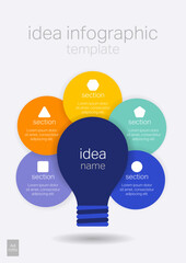 Idea Infographic Template 5 Topics for Business Presentation in Vector File