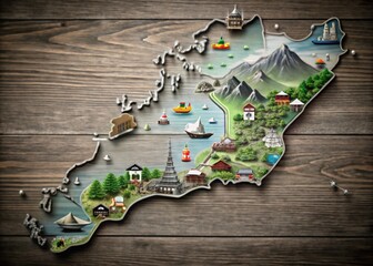 Hokkaido Travel Map Flat Illustration for Adventure Seekers and Travelers