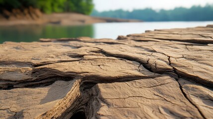 Obraz premium Eroded riverbank with tree roots exposed, creating unique patterns and shapes, eroded riverbank, nature s artistry