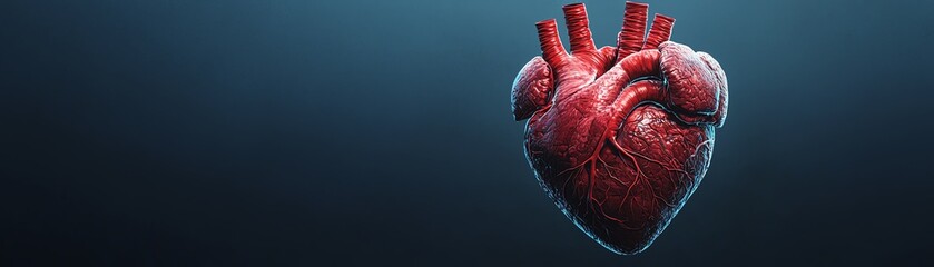 A detailed illustration of a human heart inside a transparent heart shape, showcasing anatomy and emotion.