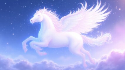 white horse on blue sky