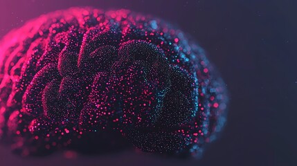 A vibrant and abstract representation of a human brain with colorful neon highlights, symbolizing creativity and intelligence.