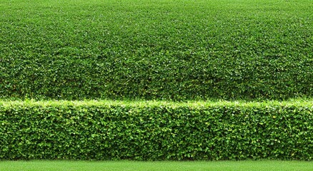Seamless, Seamless Lush green hedge with vibrant leaves, perfect for nature-themed projects.