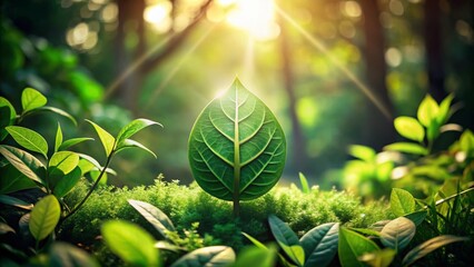 Leaf Logo Design in Nature Setting - Eco-Friendly Branding Concept for Sustainability