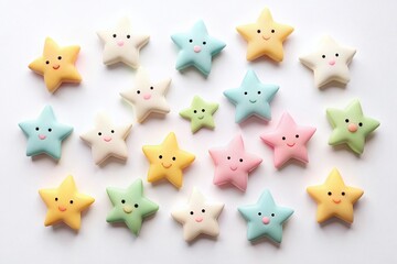 Little Cartoon Stars Isolated on White Background for Minimalist Design