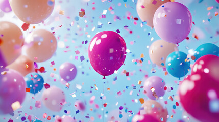Create a celebratory card background with confetti and balloons in vibrant colors, adding a touch of sparkle and a festive feel to honor success." 