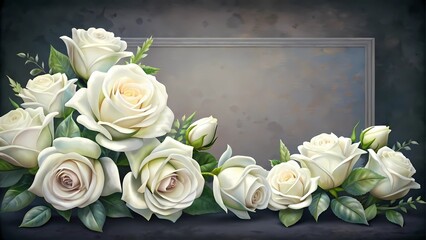 Funeral invitation card and memorial flowers.