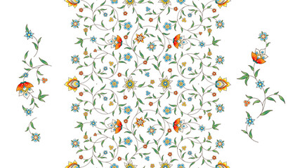 Vector vintage decoration; ornate seamless border, floral divider, frame for design template. Oriental style element. Luxury floral pattern, vignette. Ornamental illustration for invite, card, packing