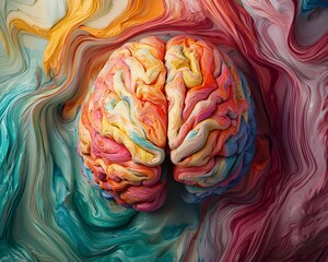 Obraz premium Colorful Swirling Brain Representing Creativity and Imagination