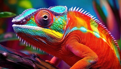 Vividly Colored Chameleon Changes Colors- An Extraordinary Demonstration of Nature's Flex