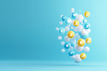 HR network dashboard, employee management, 3D illustration