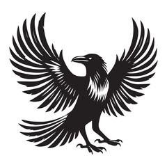 Fototapeta premium American crow Silhouette Design - American crow Bird Vector illustration in black and white 